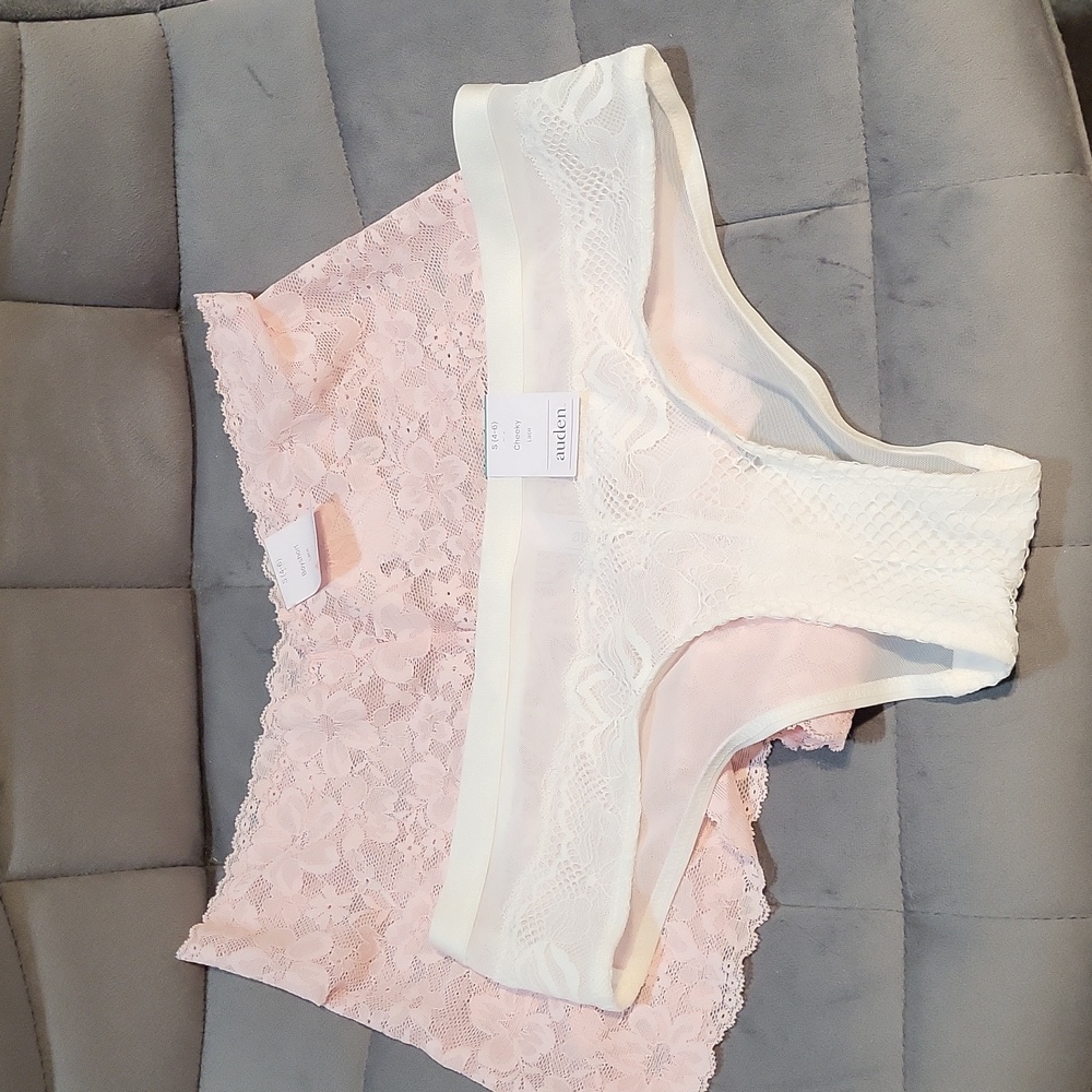AUDEN PINK AND WHITE PANTY SET OF 2. SMALL (4-6) NWT